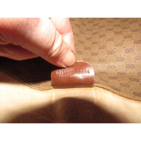 Gucci Vintage Brown Leather Envelope Clutch Small G Logo Print Coated Canvas - Picture 8 of 12